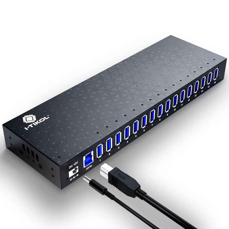 Usb 3 0 Hub - 16 Ports Powered Usb Hub - Desktop Usb Expander Hub - Up To 5Gbp