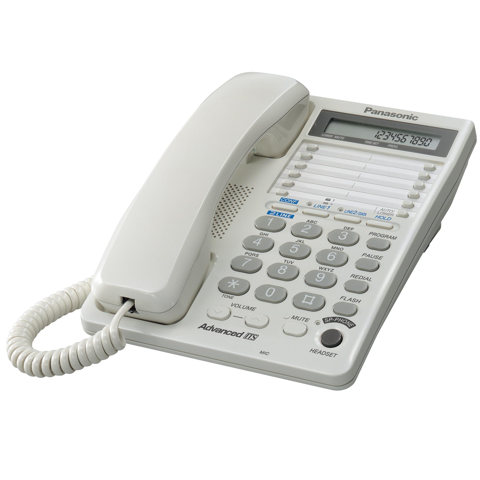 2-Line Integrated Corded Telephone System With 16-Digit Lcd, Speakerphone, Clock, Hearing Aid Compatibility And 3-Way Conferencing - Kx-Ts208W (White)