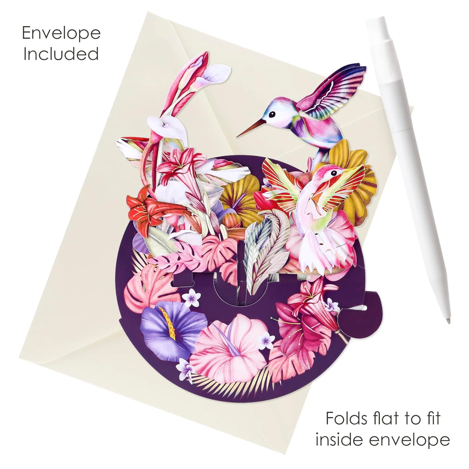 SANTORO Pirouette, 3D Pop Up Greeting Card - Hummingbirds (Blush) - For Her, Wife, Sister, Daughter, Birthday, Bird Lovers | Thank You | Get Well Soon | Mother's Day