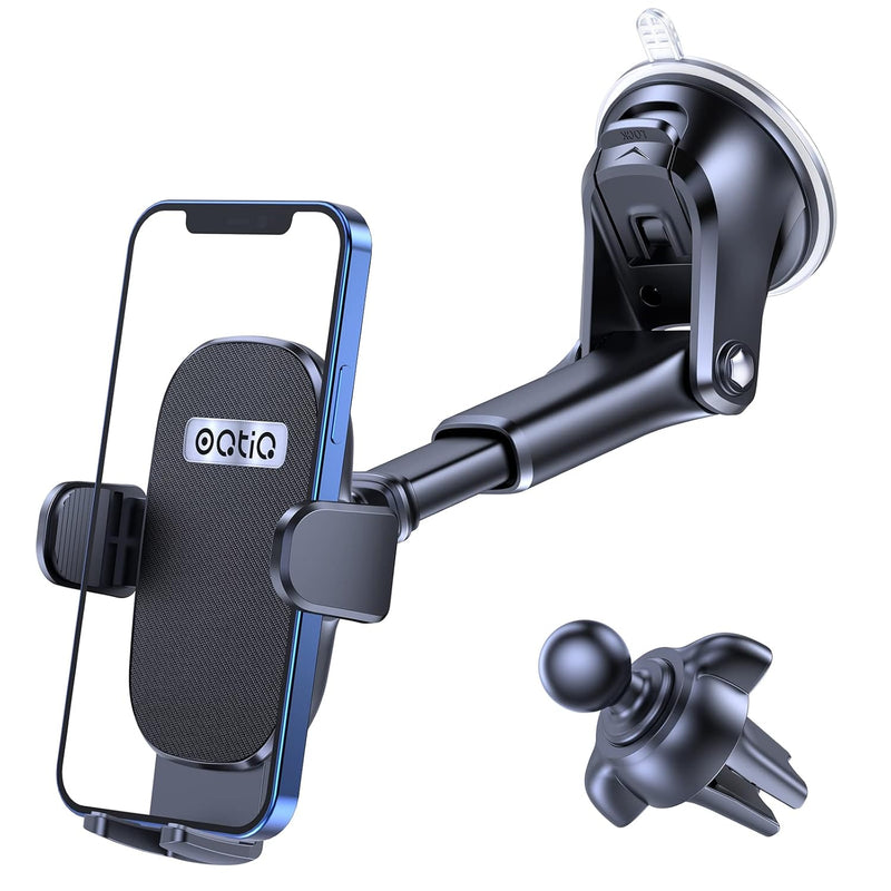 Car Phone Holder with Strong Suction Cup & Air Vent Clip, 360° Mount for iPhone