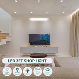 2FT Plug In LED Tube Light Fixture 18W 5000K Linkable Triproof Cabinet Light for Garage Kitchen