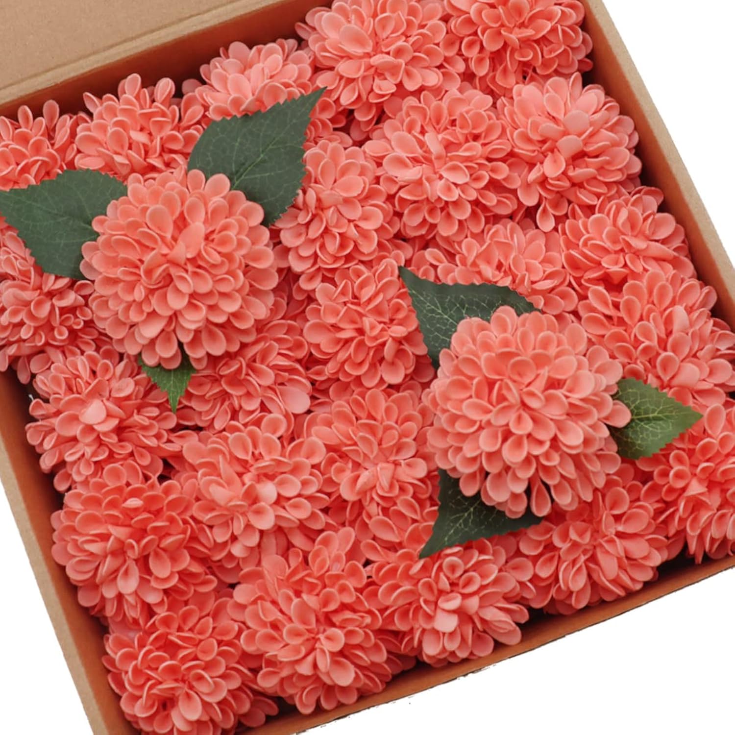 Artificial Flowers Coral Dahlia Daisy Flowers 25 Pcs Fake Roses W/Stem For Diy Wedding Bouquets Floral Centerpieces Arrangements Baby Shower Cake Flower Decor