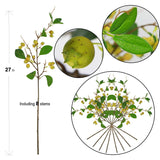 Artificial Plants Simulation Flowers Faux Berries Lifelike Hawthorn Branches For Vases- 8 Pcs -Light Green