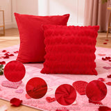 Valentines Pillow Covers Set Of 2 18X18 Inch Red Heart Love Decorative Throw Pillows Soft Plush Fabric Hidden Zipper For Valentines Day Bedroom Sofa Holiday Home Decor