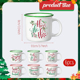 Christmas Coffee Mug Set Of 6, 14Oz Ceramic Mugs With Handle Novelty Red Green Christmas Cups Enamel Xmas Mugs For Winter Party Supplies