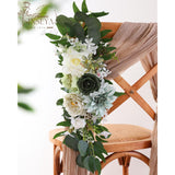 Artificial Flowers Combo Set, Green Silk Roses, Peonies, Dahlias With Stems For Diy Wedding Bouquets, Baby Shower, Table Centerpieces, Home Decor, Fake Floral Arrangements, Party Decorations