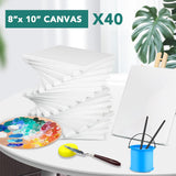 40Pack Stretched Canvas For Painting 8X10, Blank White Canvases For Painting - Primed Cotton, Art Canvases For Oil, Acrylic & Watercolor Paint.