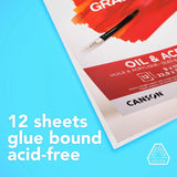 Canson Graduate Oil and Acrylic Paint Pad, Foldover, 11x14 inch, 12 Sheets | Artist Paper for Adults and Students - Oil, Acrylic, Mixed Media and Painting