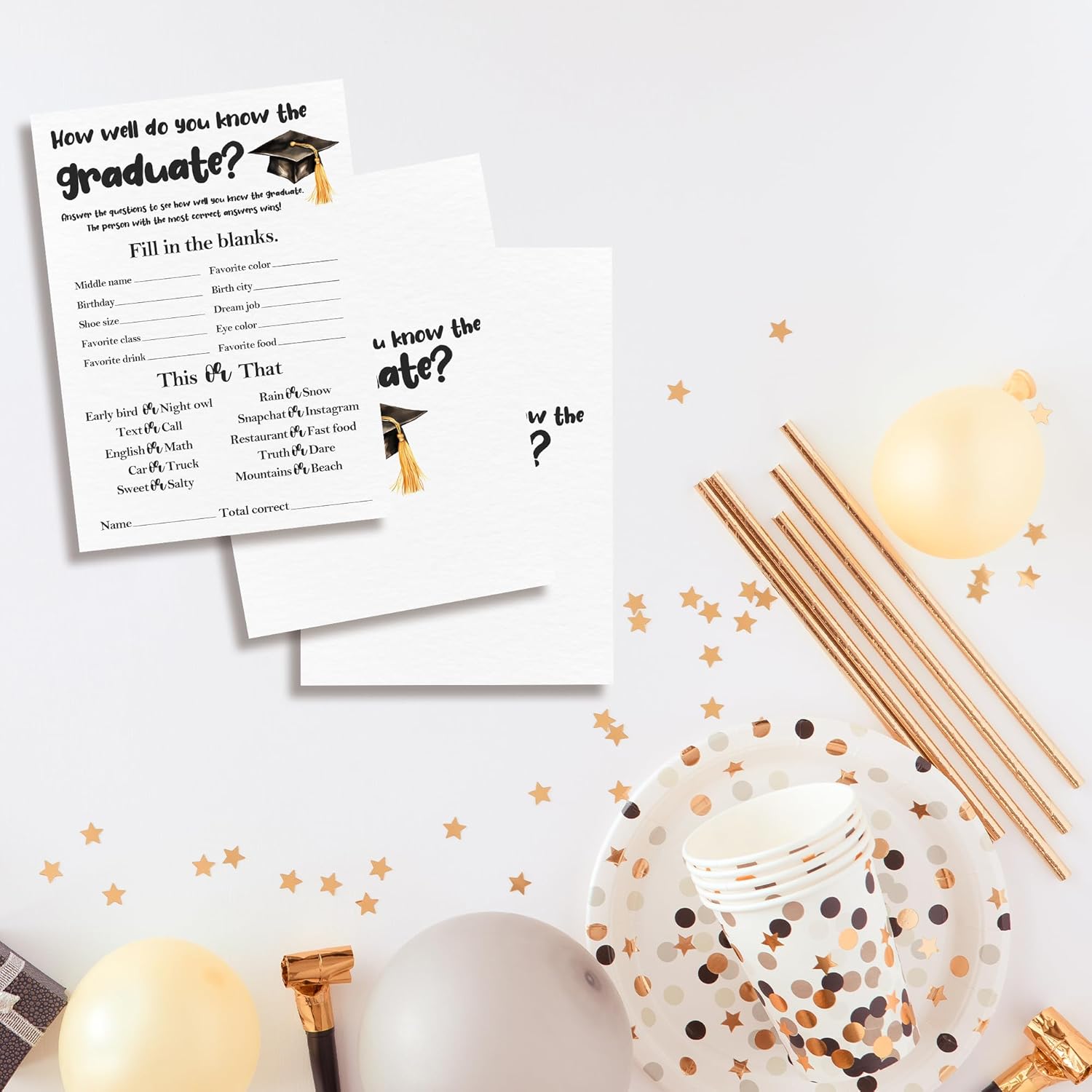 Graduation Party Games 2025 - How Well Do You Know The Graduate - 20 Pcs Graduation Game Cards For Graduation Party High School College Senior School Graduation Party Decorations And Supplies - A02