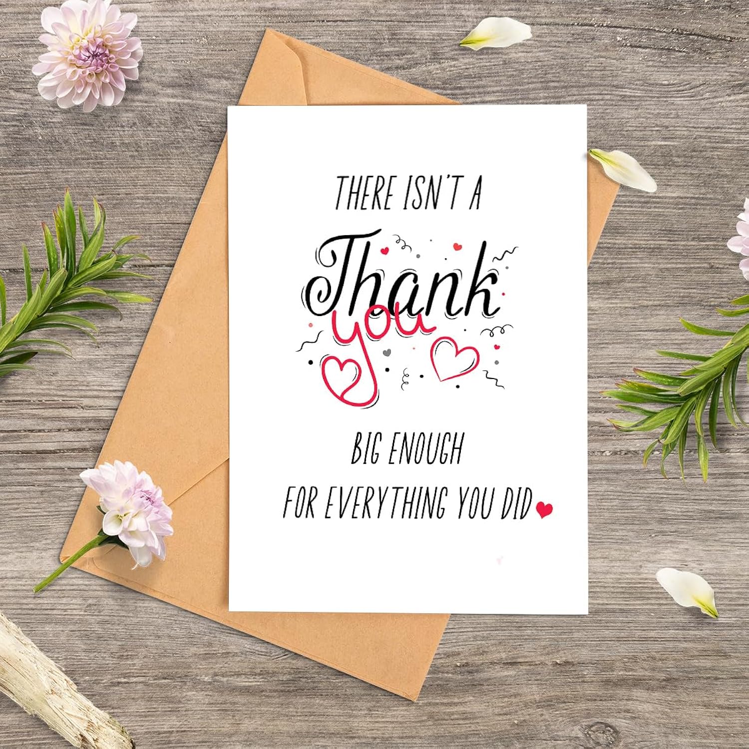 Thank You Card – Simple Cute Gratitude Card With Envelope, 5"X7" Folded Thankful, Blank Inside Greeting Card For Teacher, Boss, Coworker, Mom, Dad, Friend, Him, Her, Doctor, Mom, Dad, Bridesmaids, Groomsmen
