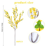 10Pcs 34.65'' Artificial Forsythia Branches Yellow Flowers Fake Forsythia Blossom Long Stems Fake Winter Jasmine Cemetery Flowers For Home Table Wedding Graveyard Indoor Outdoor Decor