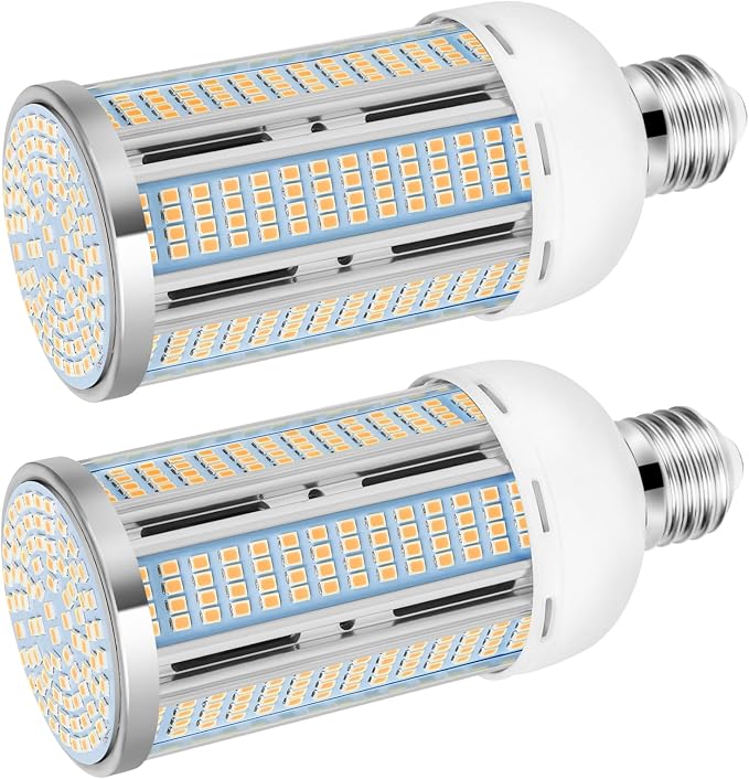 2 Pack 50W LED Corn Light Bulbs 400W Equivalent 3000K Warm White 5500 Lumens E26 E27 Base