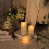 Flickering Flameless Candles With Remote, Real Wax Battery Operated Led Fake Candles With Timer For Valentines Wedding Holiday Party Home Decor, Set Of 3