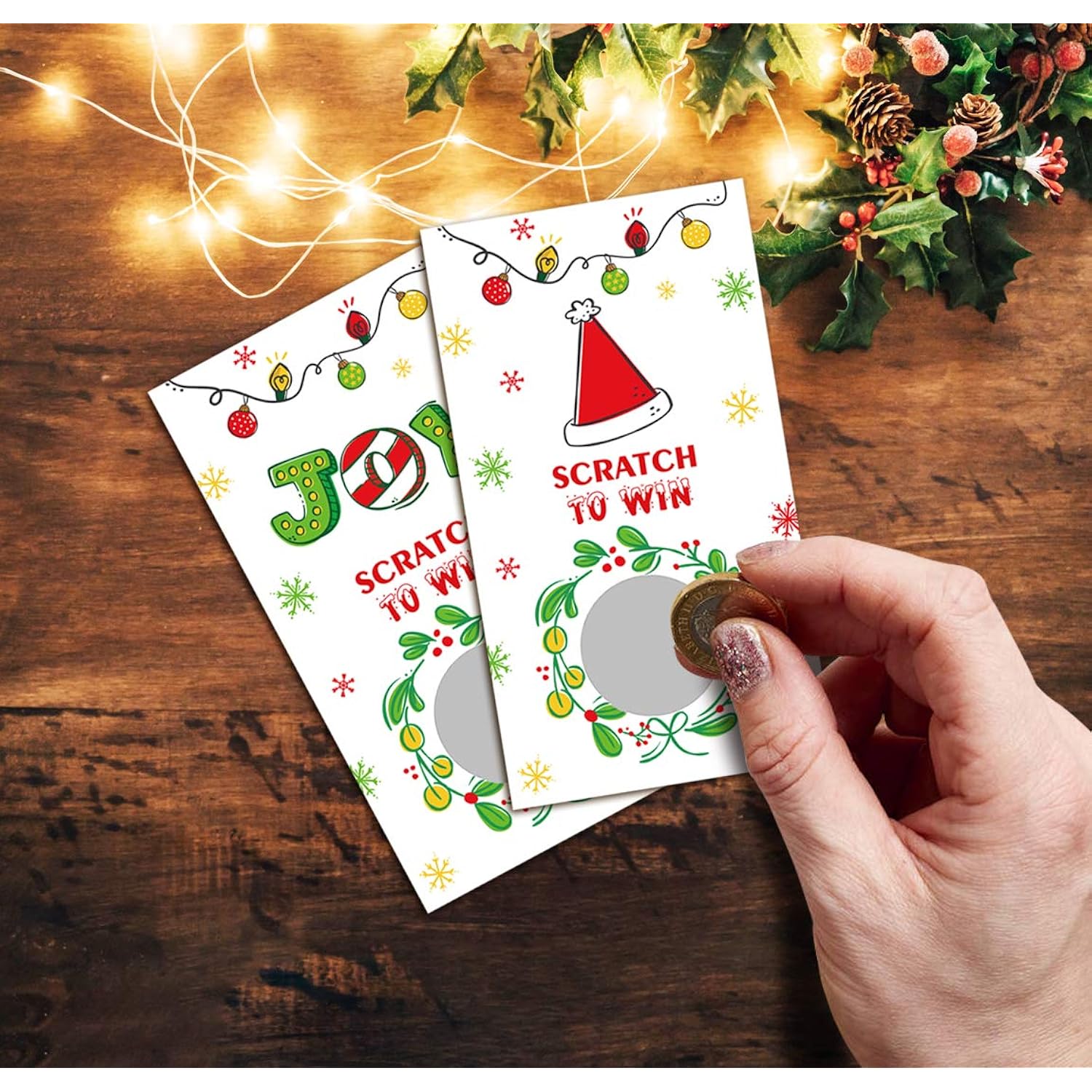 48Pcs Christmas Scratch Off Party Game Cards - Xmas Holiday Games Supplies Activity