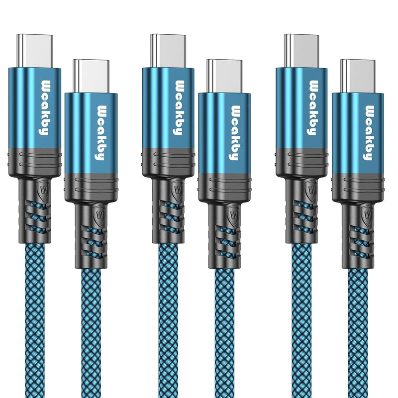 Usb C To Usb C Charger Cable 60W, [3-Pack 6.6Ft+3.3Ft+1.6Ft] Type C Charging C