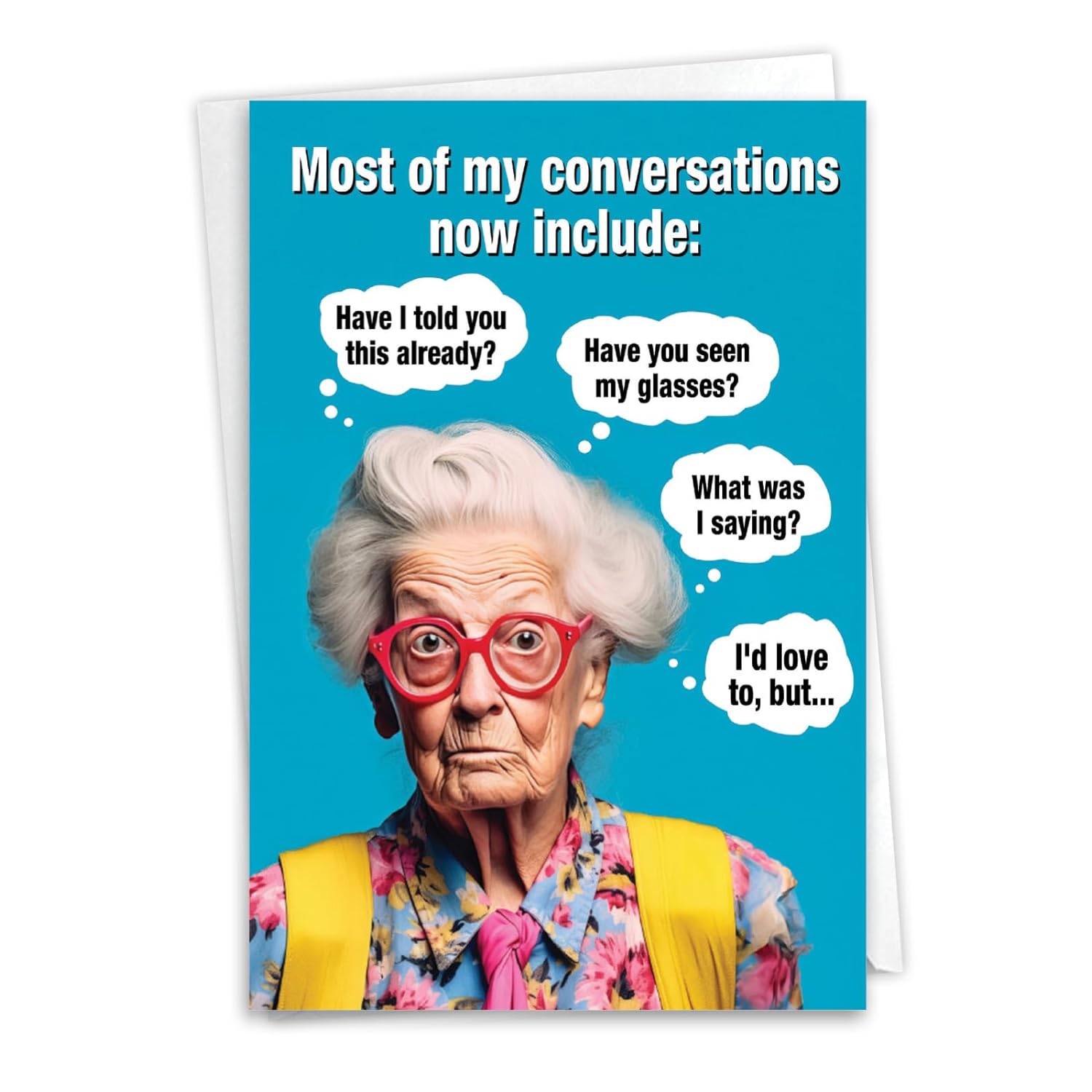 , Funny Birthday Greeting Card With 5 X 7 Inch Envelope (1 Card) Bday Most Conversations C10828Bdg