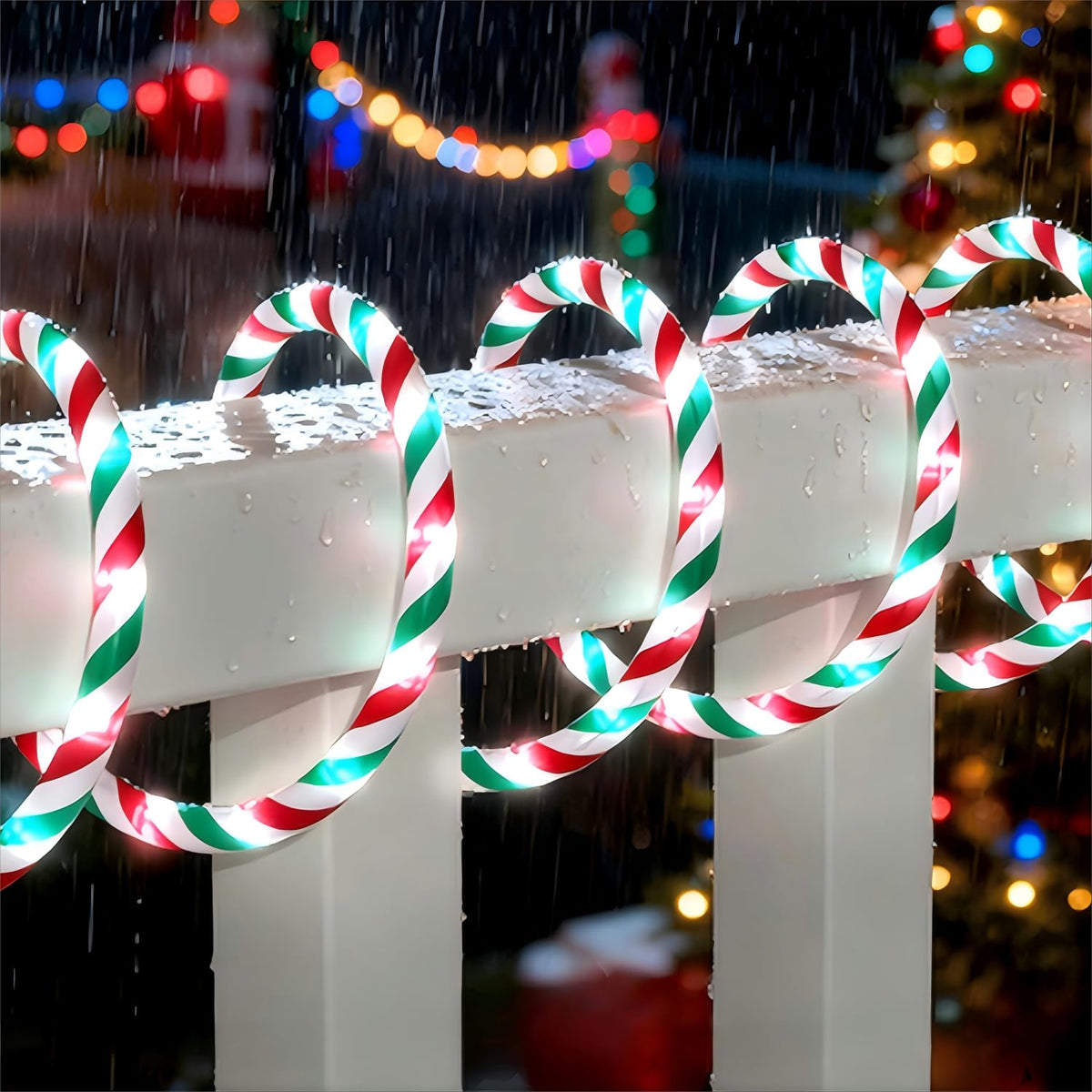 Christmas Candy Rope Lights 18Ft Xmas Tree Lights Ip65 Waterproof Connectable Tube Lights For Holiday Decoration