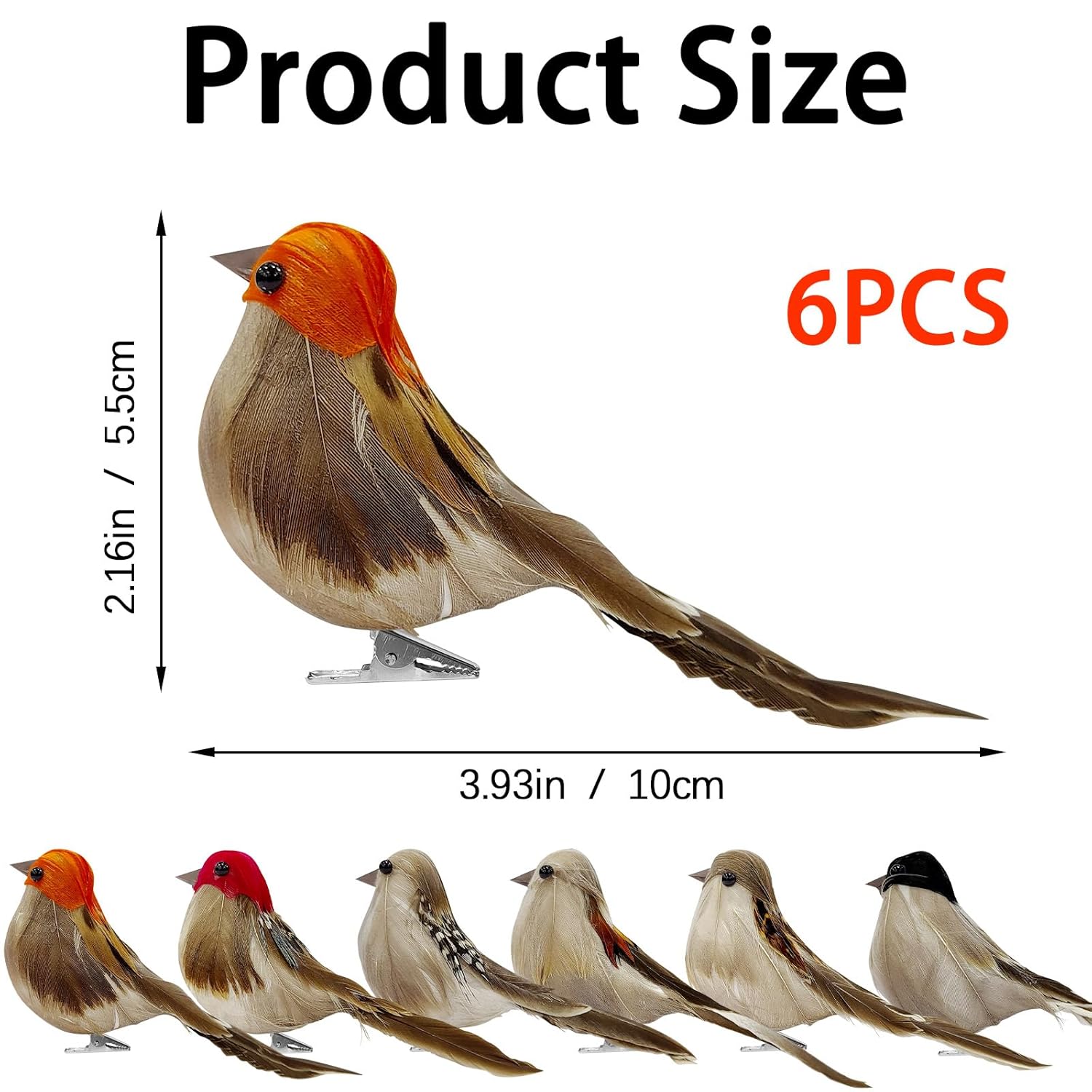 6Pcs Artificial Birds Crafts Clip On Bird Ornaments Artificial Simulation Bird Sparrow Ornaments For Craft Garden Decoration Home Decor”