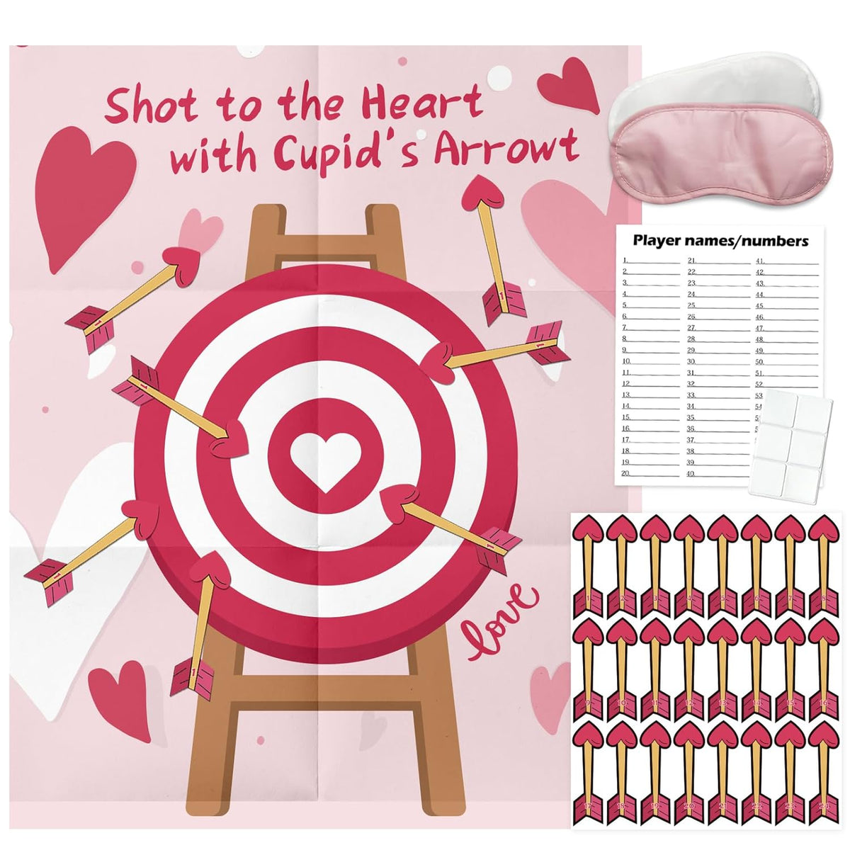 Valentines Day Games, Pin The Arrow On The Heart, Valentines Games For Kids Classroom 24 Pcs School Activities For Boys Girls Adults