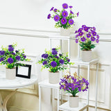 8 Packs Small Fake Plants Mini Artificial Potted Flowers Plastic Small Faux Potted Plants Indoor For Home Room Office Shelves Spring Decor, Purple