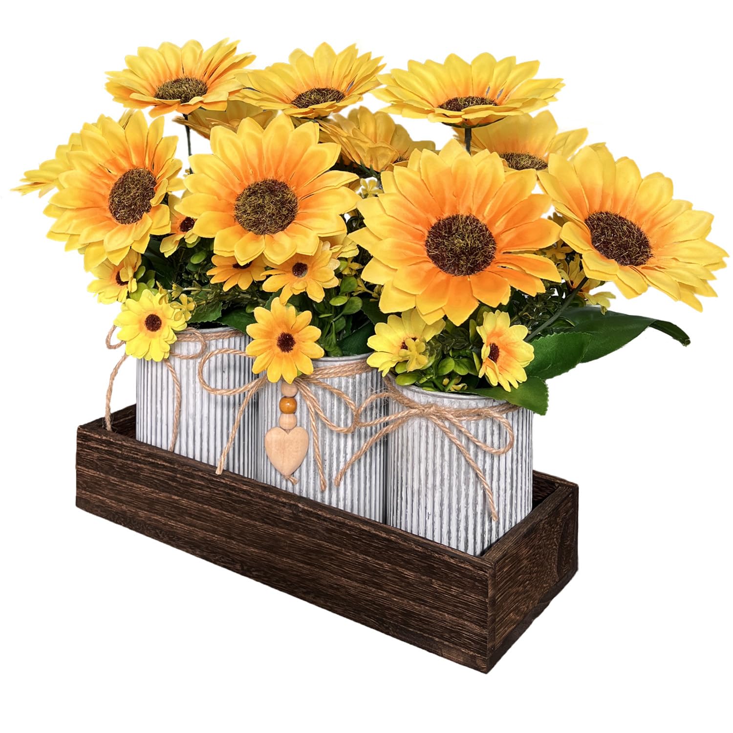 Sunflowers Artificial Flowers Decorations, Sunflower Table Centerpieces For Wedding, Artificial Flower Arrangement Farmhouse Décor For Dining Room, Living Room, Coffee Table, Study Desk