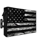 American Flag Outdoor TV Cover 60 to 65 Inch Weatherproof, Camouflage Black Stripes 600D Oxford TV Covers with Zipper, Vintage US Flag Outside Flat