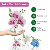Pink Orchids Artificial Flowers Faux Orchids Arrangement In Clear Glass Vases Set Of 3 Real Touch Phalaenopsis Orchid Flowers Small Fake Orchid Centerpiece For Dining Room Table