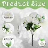 8 Bundles White Peonies Artificial Flowers, White Fake Peonies Silk Flowers With Stems Bulk Bouquet Reusable Realistic For Vase Floral Arrangements Wedding Table Decoration