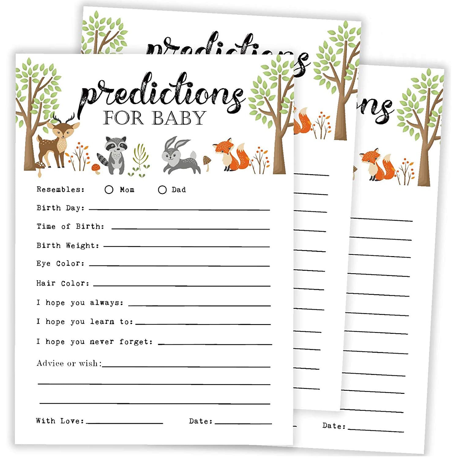 25 Advice And Prediction Cards For Baby Shower Game, New Mom And Dad Card For Girl Or Boy Babies, New Parents, Fun Gender Neutral Shower Party Favors
