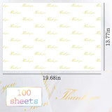 100 Sheets White With Gold Thank You Tissue Paper Bulk,20" X 14",Golden Thanks You Tissues Paper For Packaging And Gift Bags,Small Business