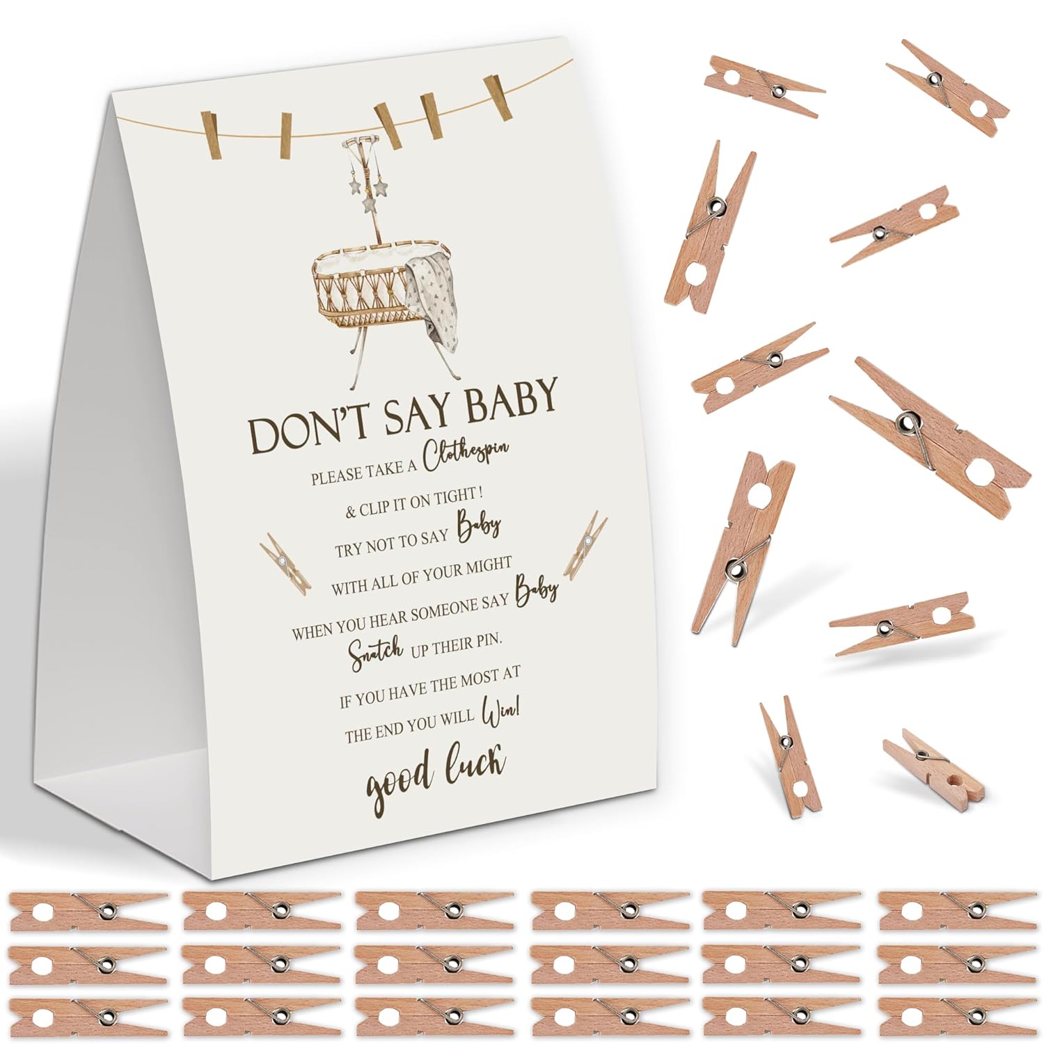 Neutral Boho Shower Decorations,Don'T Say Baby Baby Shower Game,Gender Neutral Baby Shower Decorations,Small Clothespin Game,Baby Shower Ideas,Baby Shower Games 50 Guest,Fall Party Games