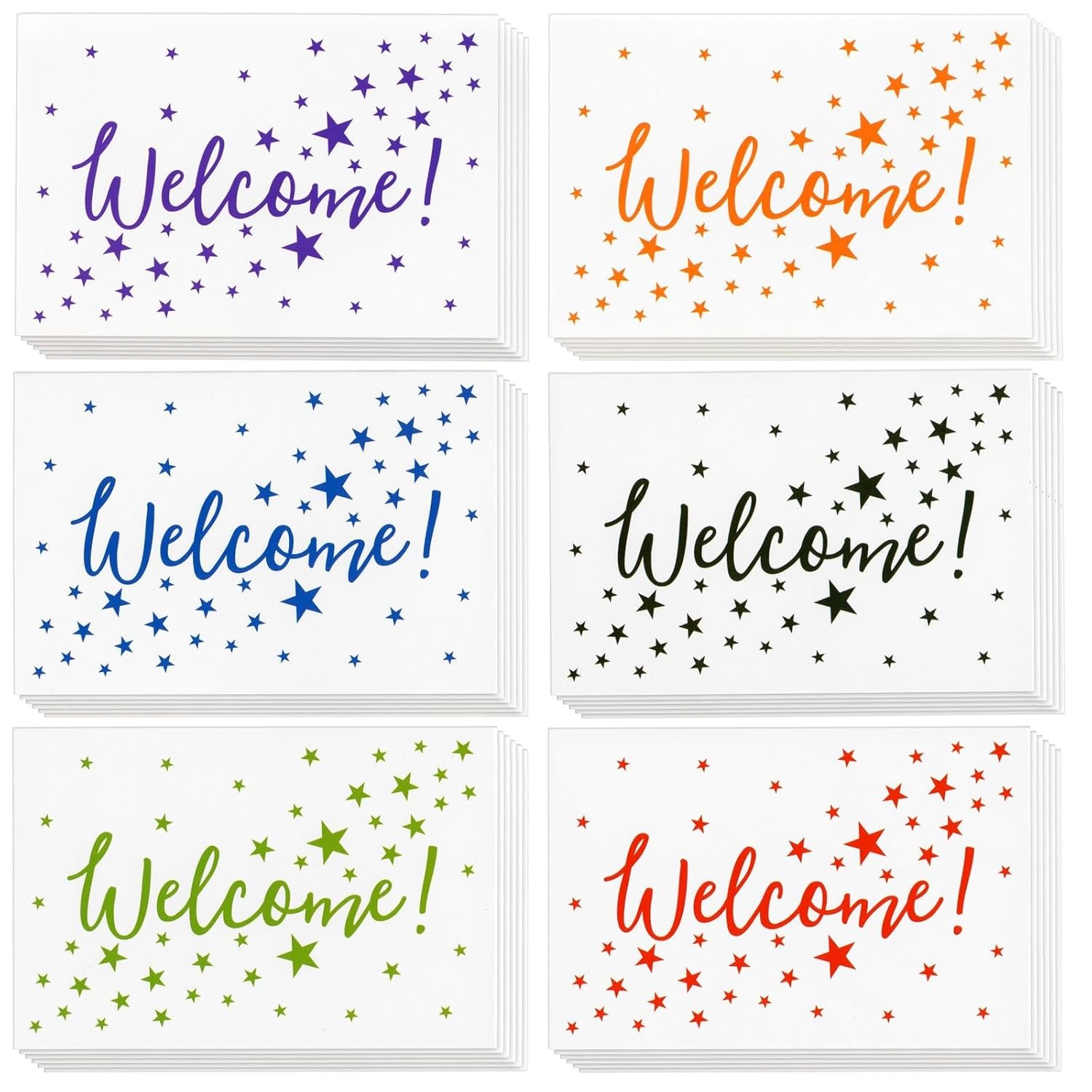 Welcome Cards - 36 Count, 4 X 6 In, 250 Gsm Cardstock, Star Pattern - Envelopes Included & Welcome Note Cards For Guests & Employees