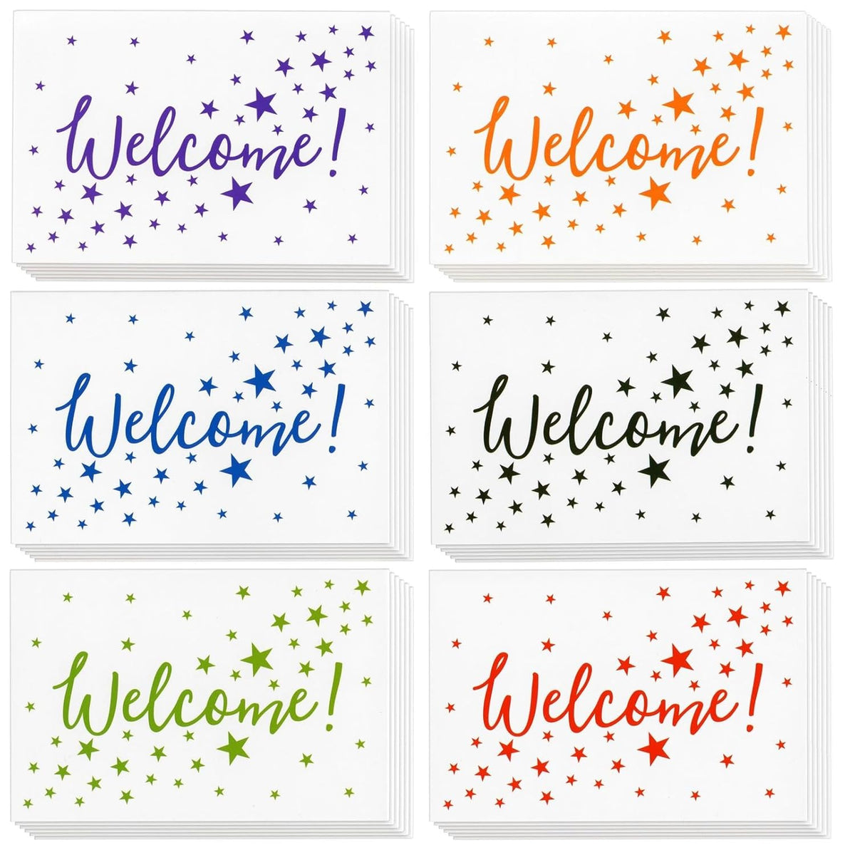 Welcome Cards - 36 Count, 4 X 6 In, 250 Gsm Cardstock, Star Pattern - Envelopes Included & Welcome Note Cards For Guests & Employees