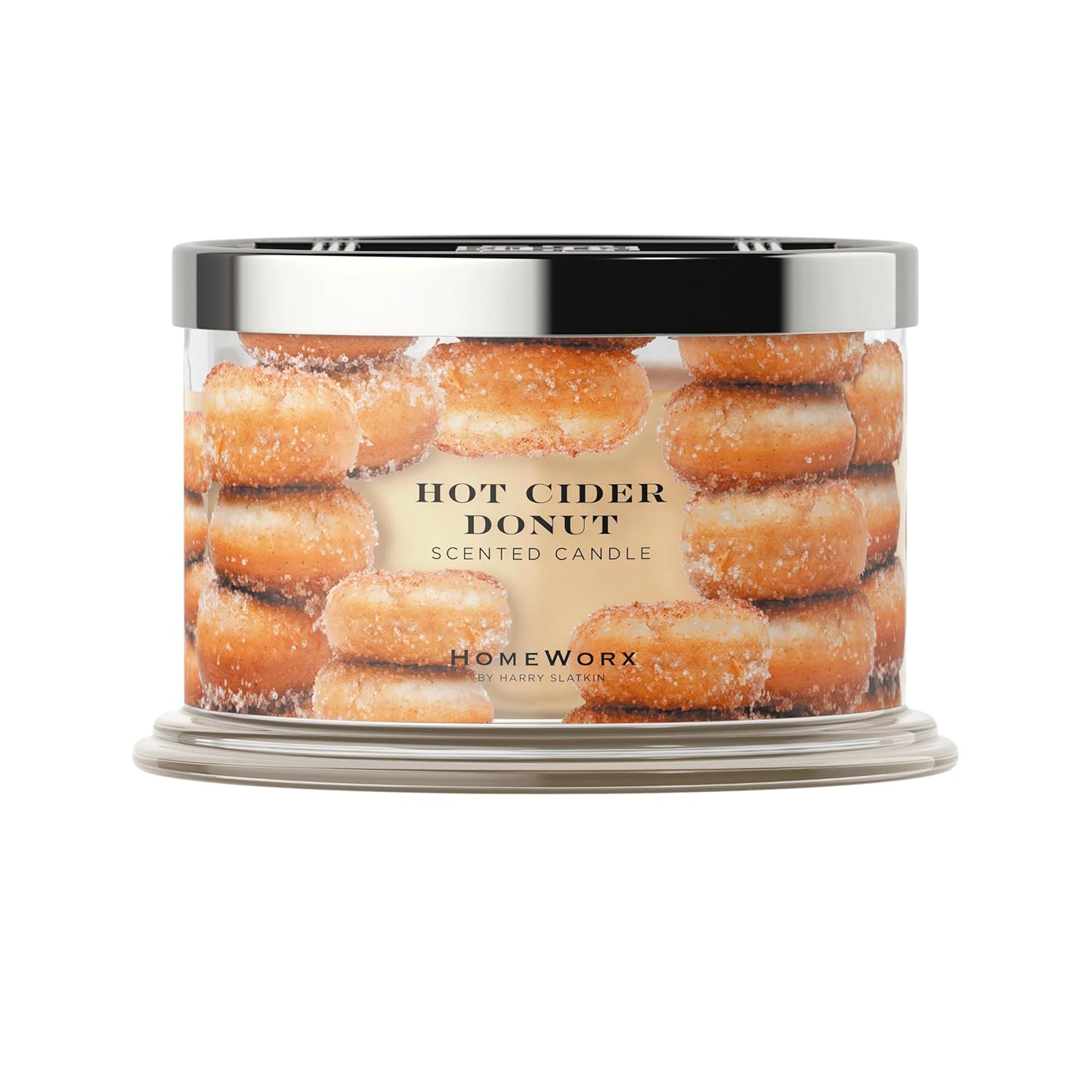 HomeWorx by SLATKIN + CO. Candle- Hot Cider Donut, 18 oz. 4-Wick Premium Scented Jar Candle - 30-55 Hours Burn Time