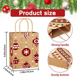 24Pcs Christmas Kraft Gift Bags 8 Styles Xmas Wrapping Paper Bags Medium Size Xmas Gift Bags With Handles Reusable Goody Treat Bags Bulk For Holiday Party Favor Supplies