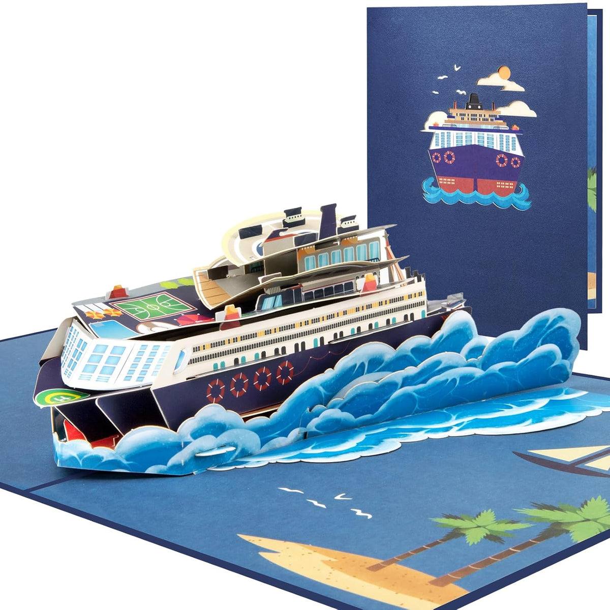 Cruise Ship Card Pop Up - 3D Greeting Card Cruise Ship, Birthday Gifts For Cruise Lovers, Kids, Men, Retirement Gift For Woman Men, Graduation Gift Card, Anniversary Card