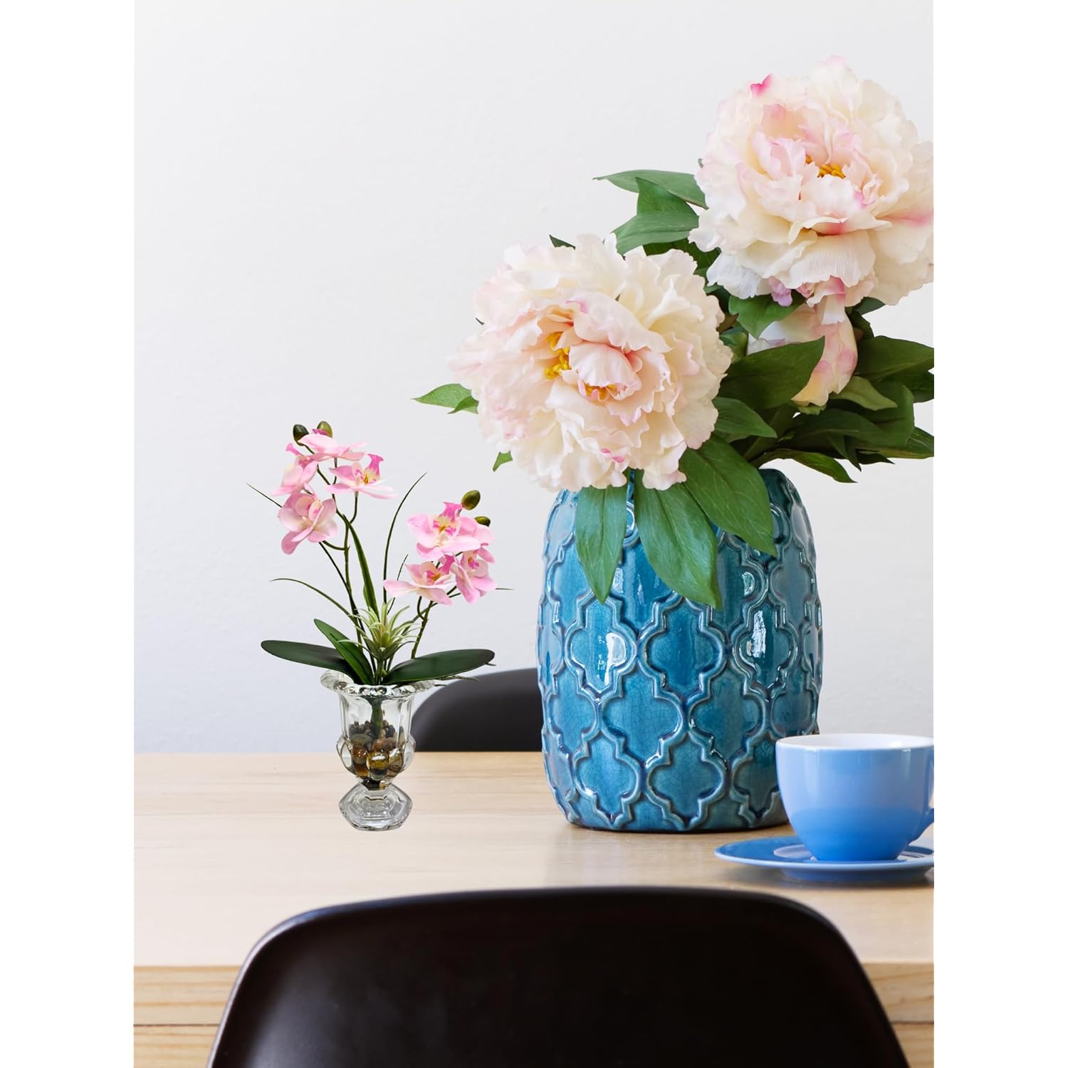 Artificial Pink Orchid Flowers In Glass Vase Phalaenopsis Flowers Potting And Fake Fleshiness Ornament For Home Bathroom Office Table Centerpiece Room Decorations