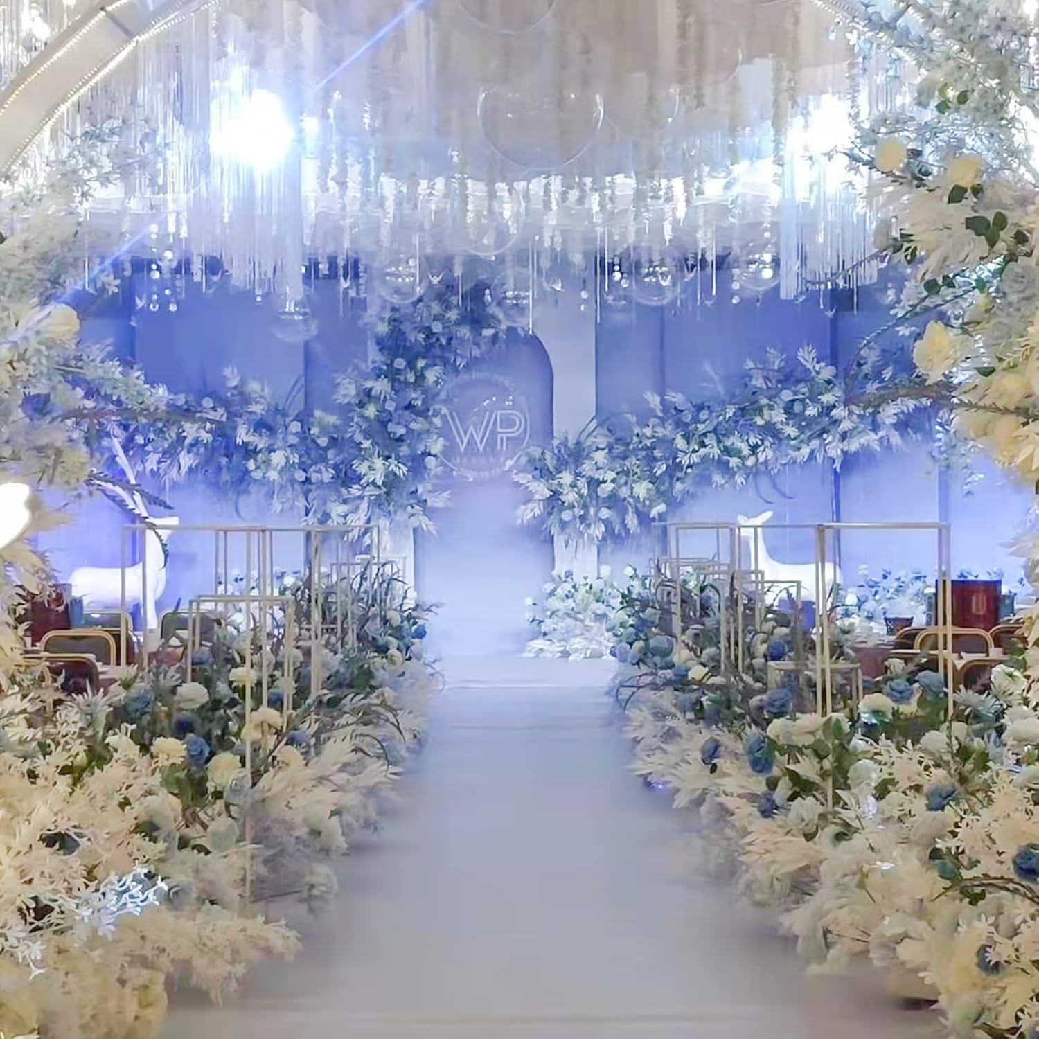 6.5 Feet Wisteria Flower Garlands Faux Vine Flower Backdrop For Wall Arch Garden Home Wedding Decoration(Milky White,12 Packs)