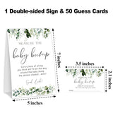 Baby In Bloom How Big Is Mommys Belly Game, Measure The Baby Bump Baby Shower Game, Greenery Baby Shower Party Decorations & Supplies, 1 Sign & 50 Guess Cards-A12