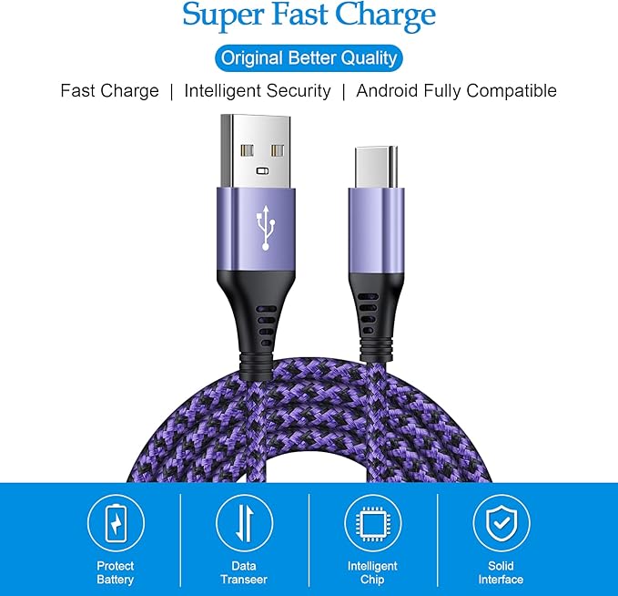 2 Pack 6FT USB C Fast Charging Cable for Google Pixel 8 7 6 Samsung Galaxy S24 S23