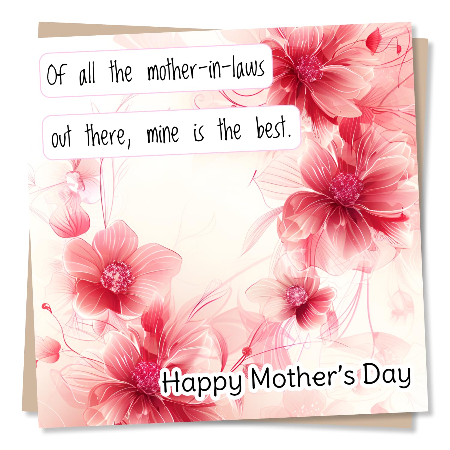 Beautiful Floral Mother'S Day Card For Mother-In-Law - Pink Flower Design - You Are The Best Mother-In-Law - Mother'S Day Card From Daughter-In Law