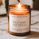 Palo Santo Patchouli Soy Candle - Black Pepper, Clove Leaf, Nutmeg And Lavender Scented Candles For Home - 9Oz Amber Jar + Black Lid, 40+ Hour Burn Time, Made In The Usa