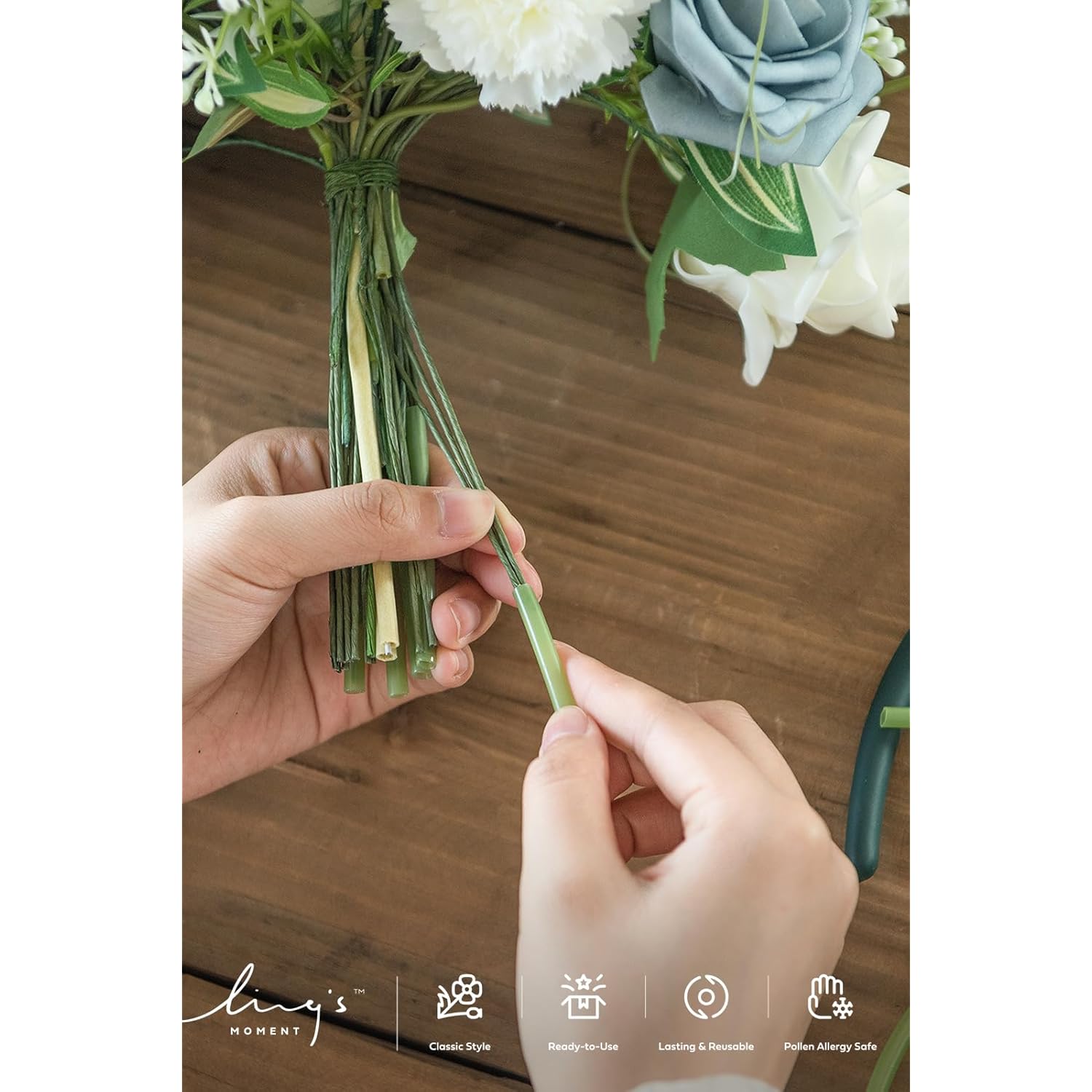 Green Tubing Roll For Bundling Artificial Flower Stems?19.6Ft Tubing For Wedding Bouquets Boutonnieres Corsage And Floral Arrangement