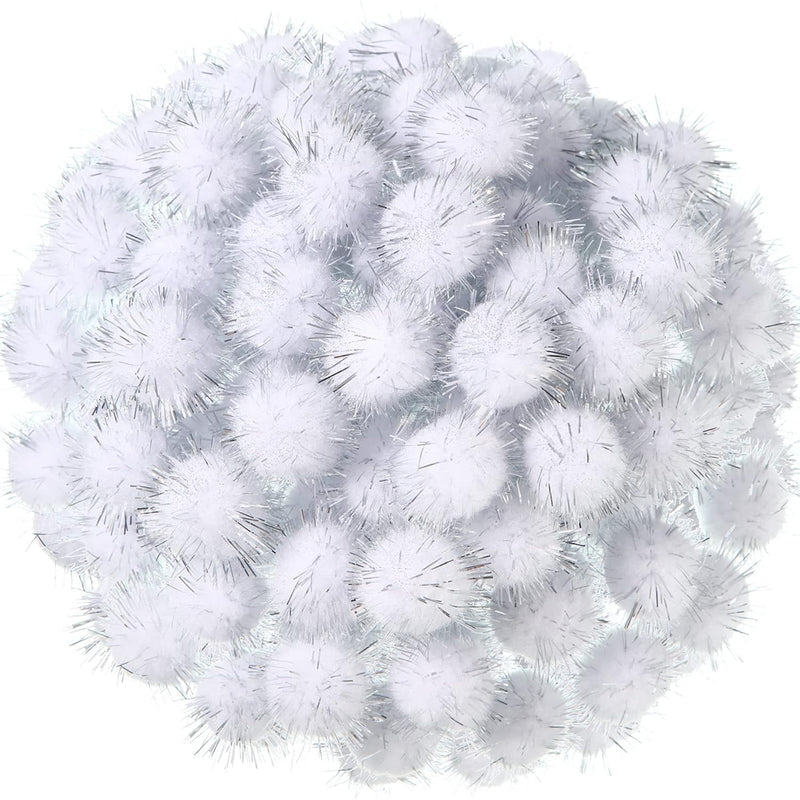 500 Pieces Glitter Pompoms 1 Inch Fuzzy Pom Poms Arts Crafts Making Balls For