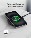 15W Wireless Charging Pad with 5FT Cable Fast Qi Charger for iPhone 17 16 15 Samsung Galaxy S25 S24 AirPods Pixel