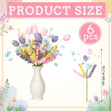6 Pcs Easter Picks Decoration 15.7 Inch Egg Flower Picks Easter Egg Tree Branches Artificial Twig Branch Arrangement Centerpiece Celebration Home Vase Decor Blossom Branches For Spring