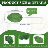 50Pcs Artificial Silk Leaf, Fabric Floral Fake Wire Crafts Leaves Faux Flowers For Diy Wedding Corsage Party Home Decoration Banquet And Christmas Hawaiian (Green)
