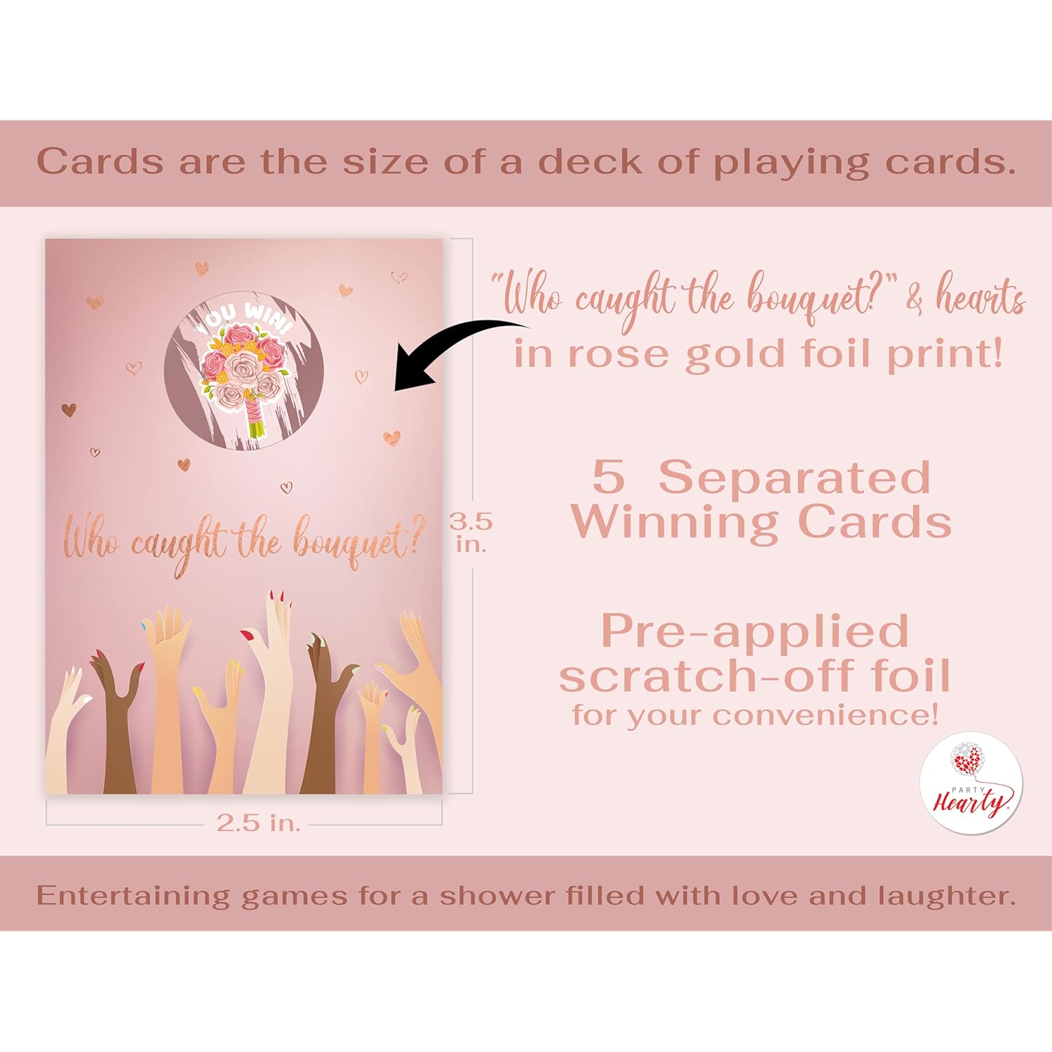 Bridal Shower Games 40 Raffle Cards, Who Caught The Bouquet Funny Emoji Scratch Off Lottery Tickets, 5 Winners, Wedding Shower, Engagement Or Bachelorette Party, Rose Gold Foil