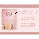 Bridal Shower Games 40 Raffle Cards, Who Caught The Bouquet Funny Emoji Scratch Off Lottery Tickets, 5 Winners, Wedding Shower, Engagement Or Bachelorette Party, Rose Gold Foil