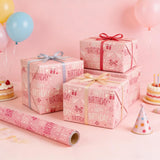 Birthday Wrapping Paper Roll, Pink Gift Wrapping Paper For Small & Medium Gifts, 17 Inch X 33 Feet, Birthday Party Gift Wrap